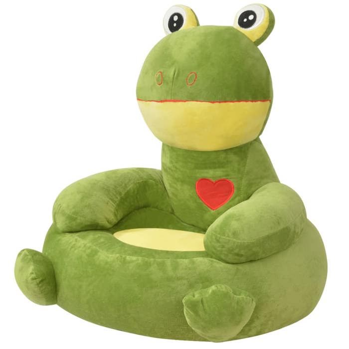 vidaXL Chaise pour enfants en peluche Grenouille Verte 80162