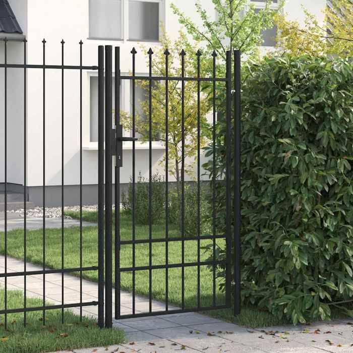vidaXL Portillon simple porte avec dessus à pointe Acier 1x175 m Noir