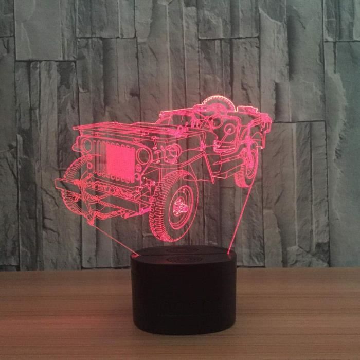XM2756-3D Lampe Optique Illusion Veilleuse Jeep Forme 3D Lampe De Table  Enfants Enfants Cadeau D'Anniversaire Lumière Cr - Cdiscount Maison