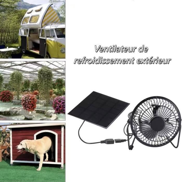 Ventilateur portable - VVIKIZY - Ventilateur solaire pour animaux de compagnie - Noir - 5W - 310g - Vvikizy