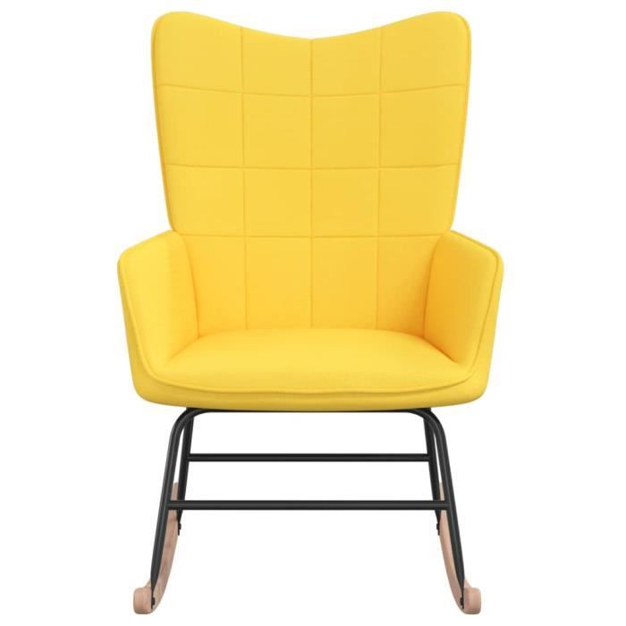 hua - fauteuils à bascule - chaise à bascule jaune moutarde tissu - yosoo - dx16659