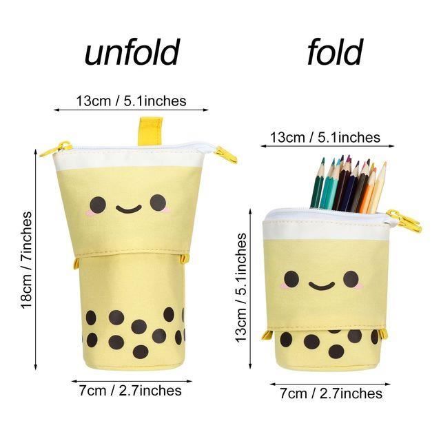 Trousse 2-en-1 Kawaii En Silicone - Étui Télescopique Et Pot à Crayons, Design Animal Mignon - Pour école, Bureau, Voyage - Violet