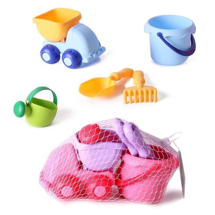 Holady Lot de 7 Jouets de Plage,Comprend des moules de Plage, des châteaux, des moules de Sable, Un Seau de Plage, des Jeux de Plein air, des Accessoires de Plage Amusants pour garçons et Filles