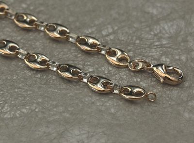 Chaîne Bracelet Homme/femme En Forme De Grain De Café - Acier Inoxydable Doré 60 Cm