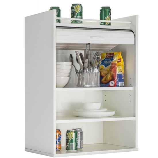 meuble de cuisine blanc 1 rideau 3 niches coloris blanc cdiscount maison