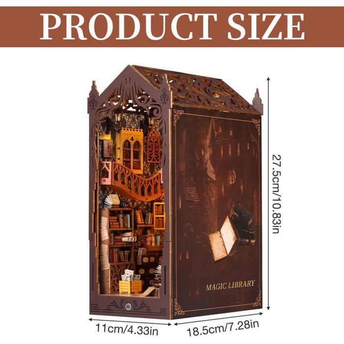 Blumacht Kit DIY Book Nook - Bibliothèque des Livres, Kit de Maison Miniature avec Lumière LED