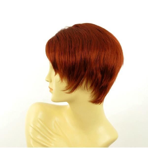 Perruque Femme Courte Couleur Brandy 350 - Roux Cuivré Intense, Synthétique, Taille Moyen, Neuf Avec étiquettes