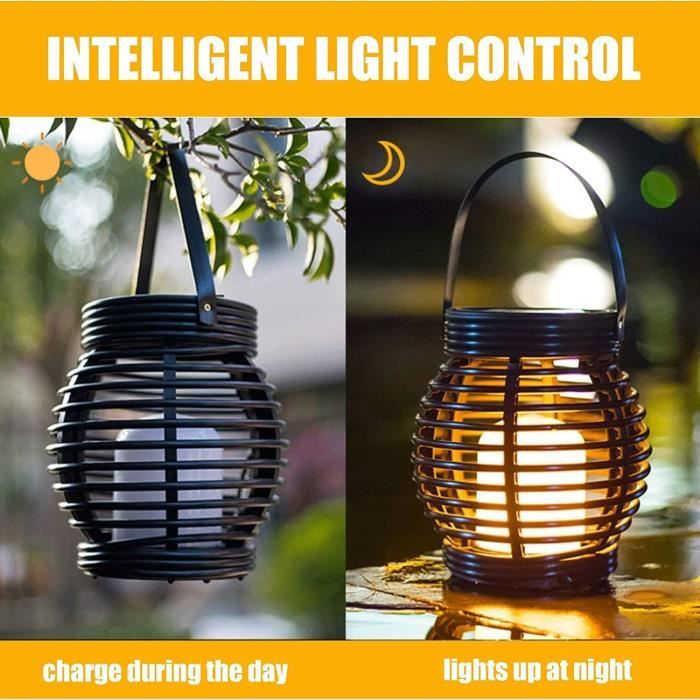 Lampe Solaire Suspendue Boule Verre Craquelé - Éclairage Extérieur Jardin Terrasse Balcon - Étanche IP65