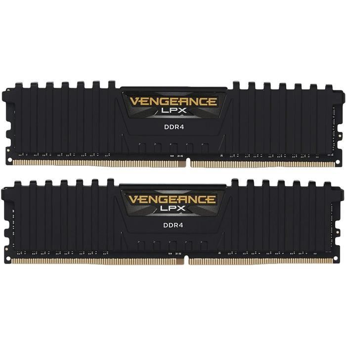 Memoire RAM CORSAIR Vengeance DDR4 16GB 2x8GB DIMM 3200 MHz 1.35V Noir CMK16GX4M2Z3200C Cdiscount Informatique