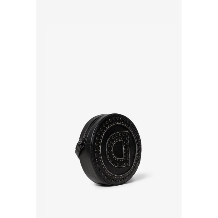 Desigual Sac rond bandouli re rock femme en simili cuir noir