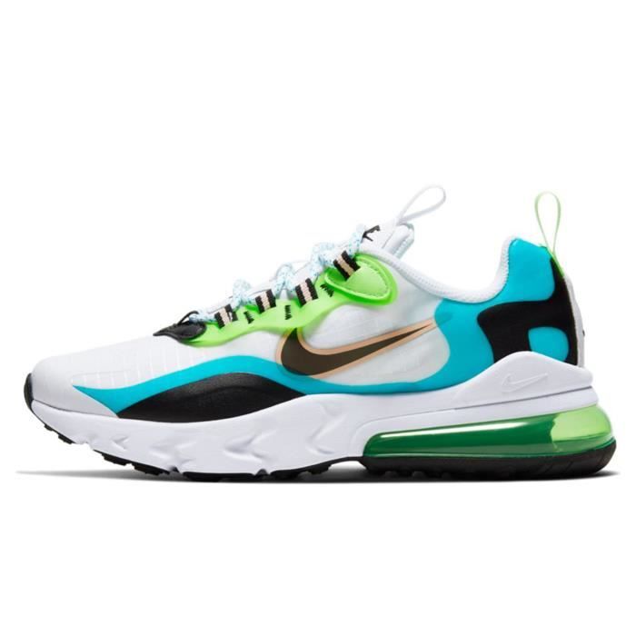 Basket Junior Nike AIR MAX 270 REACT GS Blanc Vert Bleu Noir CJ4060 300 Blanc Cdiscount Chaussures