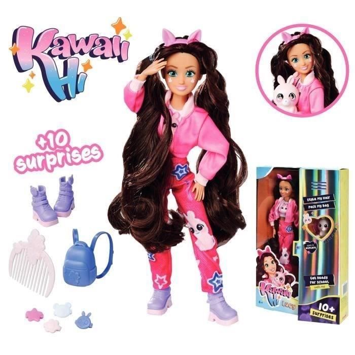 Simba – Kawaii Hi Lucy – Poupée Mannequin Articulée 26 Cm – Coiffure Et Looks Avec Accessoires + Lapin Momo – Dès 4 Ans