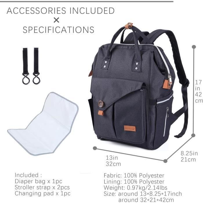 ANKÖLING Sac à Dos à Langer - Grand Sac Avec atelas à langer et