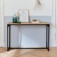 Console en métal noir et décor bois. 120x39x79cm - Loft -  table d'appoint avec 1 barre de renfort -2
