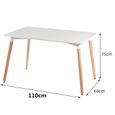 Ensemble Table Rectangulaire + 4 chaises - Style Scandinave - Blanc et Noir - pour Salle à Manger, Cuisine, Séjour, Café-2