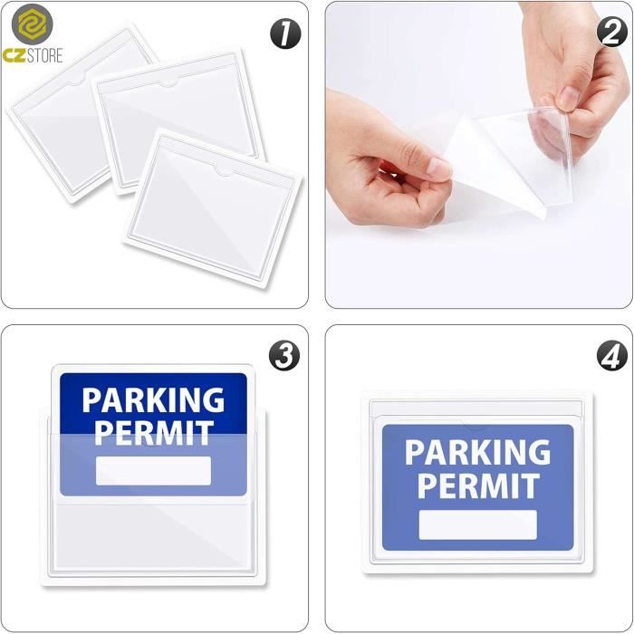 Autocollant Pare Brise, Lot de 10, Vignette Assurance Auto  Transparent-Pochette Adhesive Pare Brise pour Carte handicapé