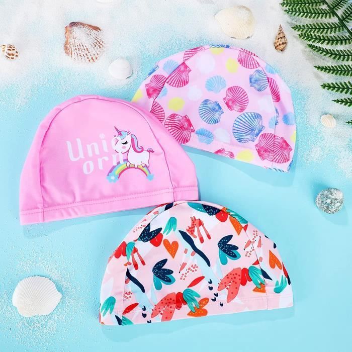 Lot De 2 Bonnets De Bain Enfants 3-10 Ans – Licorne Et Sirène, élastiques, Imperméables, Pour Cheveux Longs