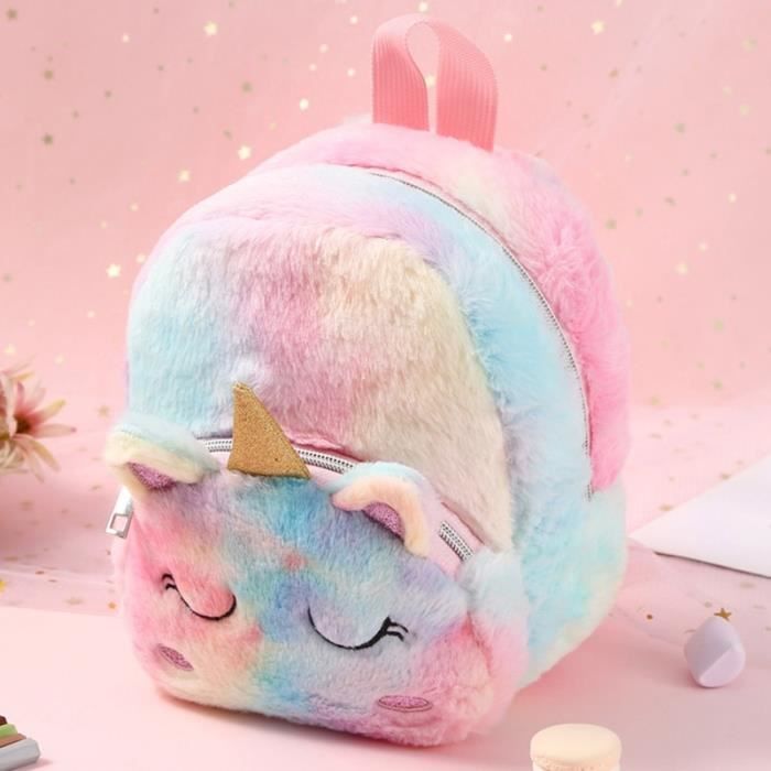 Fluffy unicorn school bag 2025