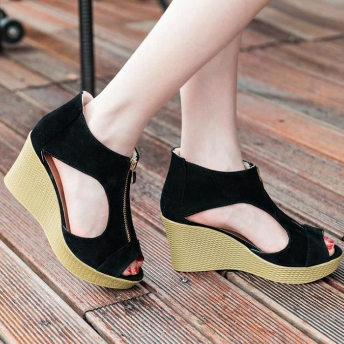 Escarpin compense noir store