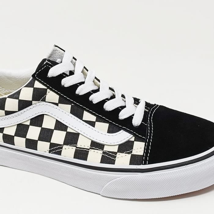 Vans old skool blanche avec le trait noir cheap
