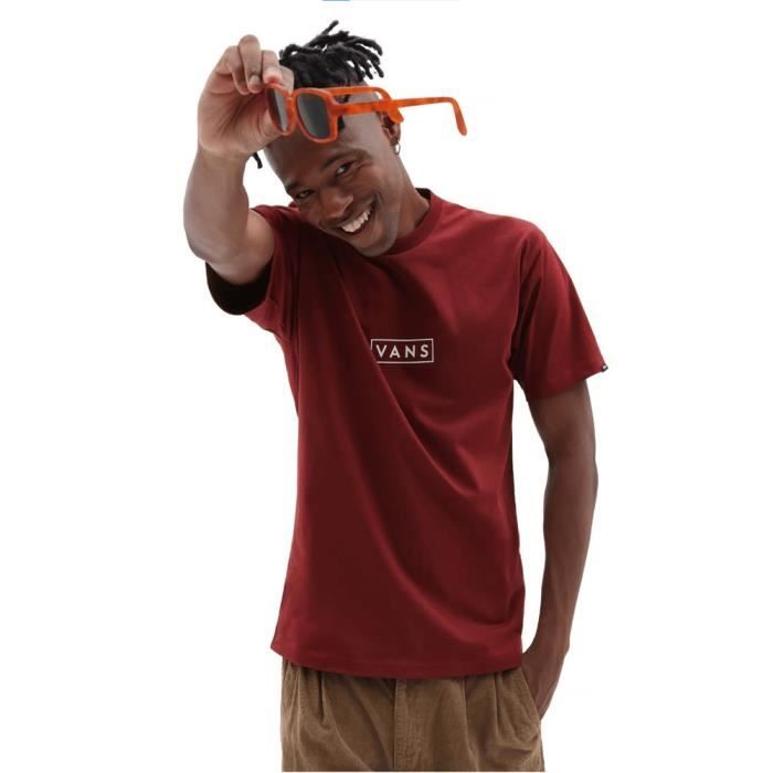 T shirt VANS Classic Easy Box Bordeaux Homme Adulte 100 coton Manches courtes Col arrondi