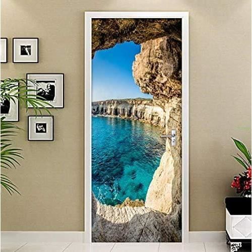 Seas550Wallpaper-Autocollant de porte 3D pour cuisine et chambre à coucher,décoration de porte