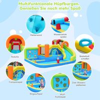 Structure gonflable avec Toboggan Mur d'Escalade,Piscine, Charge 159kg 3-10 Ans,souffleur 680W - Gamm vert
