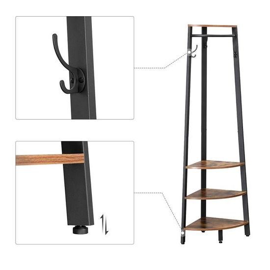 vasagle porte manteau d angle style industriel vestiaire avec etagere de rangement meuble d entree sangle et crochets lcr81x cdiscount maison