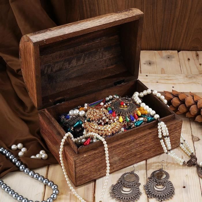 Ancienne Boîte à Bijoux En Bois Sculptée à La Main - Vintage