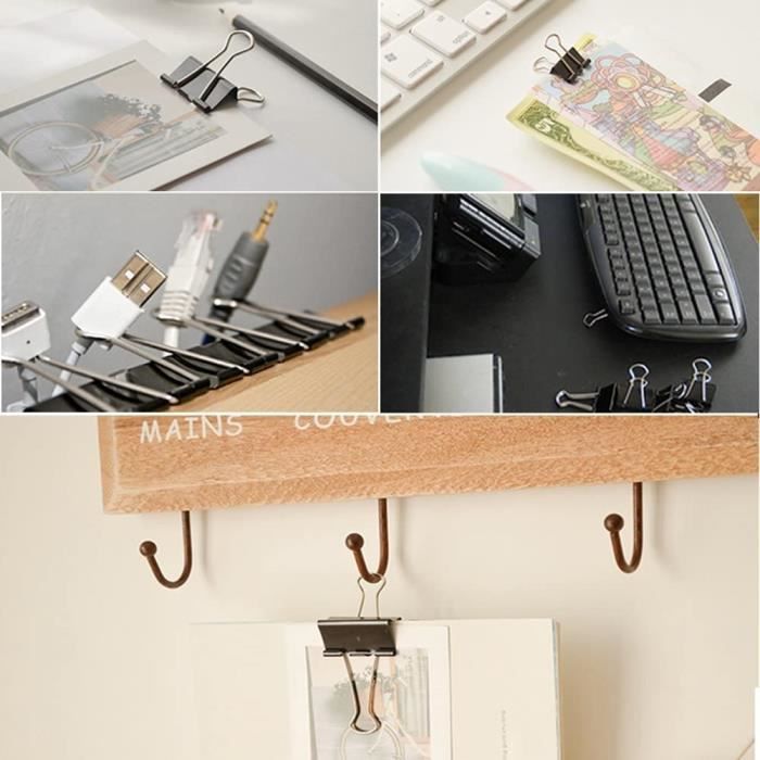 Clip Ferma Carta D.RECT - Lot Di 12 Pinze Da Ufficio In Metallo, 51 Mm, Nero - Foto 10