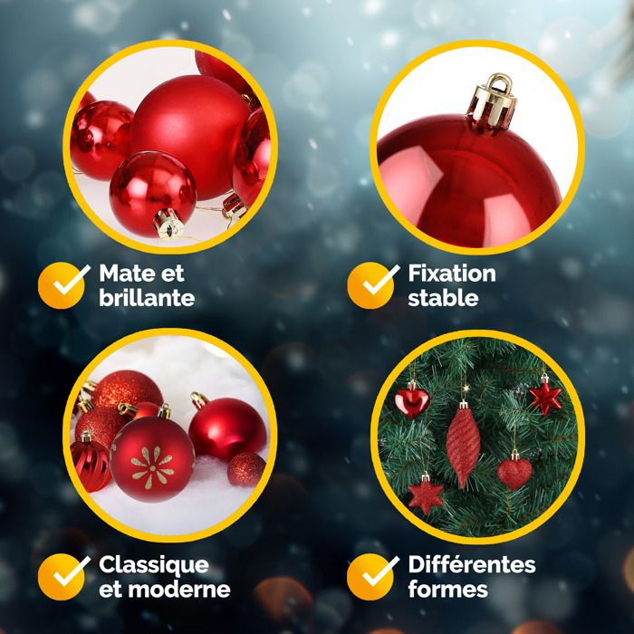 Lot De 101 Boules De Noël BRUBAKER - Décorations Traditionnelles En Plastique Métallisé