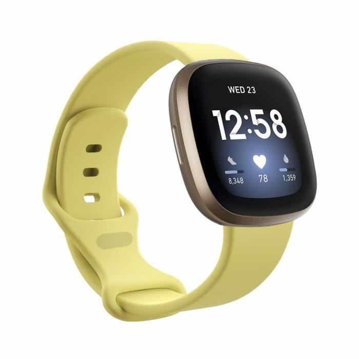 Bracelet en silicone doux pour Fitbit Versa 3/Sense [Taille: L] Jaune