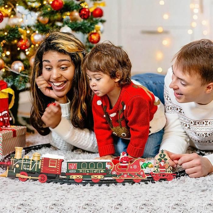 Train Électrique De Noël Rétro Avec Sons, Lumières Et Vapeur - Circuit 153x103 Cm - Rechargeable USB - Dès 3 Ans - 6