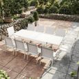 Table de jardin extensible aluminium 270cm + 10 fauteuils empilables textilène - blanc - ANDRA-0