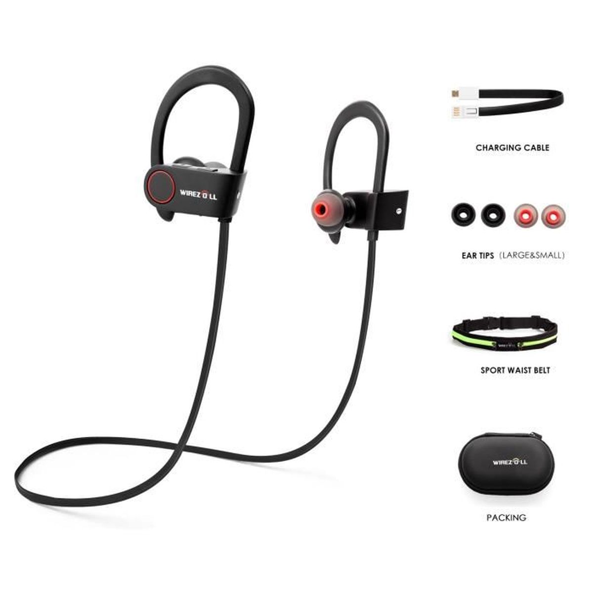 Wirezoll Wireless Ecouteurs Intra Auriculaires Bluetooth Sport