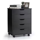 GIANTEX Caisson de Bureau 5 Tiroirs à Roulettes- Commode Meuble de Rangement- Support d'Imprimante- 49 x 40 x 65 cm- Noir