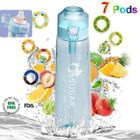 OEM Air Gourde Bouteille d'eau parfumée fruits 7 Pods Saveur - Gourde pour Enfant - TRITAN sans BPA - avec Paille - 650ML - Bleu