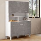 IDMARKET Buffet de cuisine 120 CM CINA 6 portes + tiroir blanc et effet béton