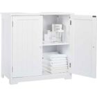 Mondeer Meuble sous Lavabo Salle de Bain en Bois avec Deux Portes Peu Encombrant Poser Librement , Blanc