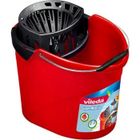 BRAND Seau-essoreur pour balai à franges Supermocio - VILEDA - 10 L - Rouge et noir - Plastique recyclé