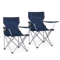 Mondeer Lot de 2 Chaise de Camping Pliable avec Porte-Gobelet , Portable, Extérieure pour Plage, Voyage, Pêche, Barbecue, Bleu