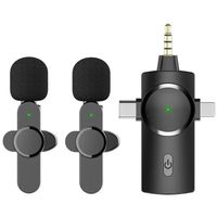 2 Microphones-cravates sans fil avec 1 récepteur, adaptés aux tournages en extérieur/suivi/interviews en direct