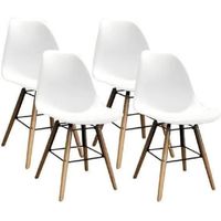 Chaises de salle à manger scandinaves - DALLAS - Lot de 4 - Coque en polypropylène - Blanc