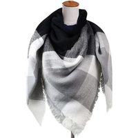 Écharpe chaude femme carreaux triangle Foulard châle douce Printemps/Automne/Hiver Confortable - noir gris blanc