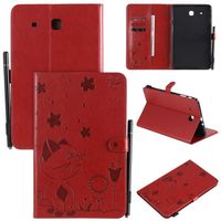 (Sans stylo) Pour Samsung Galaxy Tab E 9.6" SM-T560 Housse Tablette étui chat Rouge de Cover Protection [U]