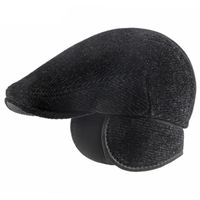 Noir solide - Casquette béret pour hommes, chapeau d'hiver lierre, casquette plate, béret épais et chaud tric