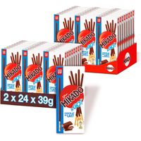 Mikado Pocket - 2 Présentoirs de 24 paquets (39g) - Biscuit Chocolat au Lait - Format Pocket Pratique à Emporter
