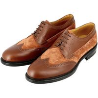 Chaussure Derby Homme en cuir lisse et daim Cognac - Marque - Modèle - Marron - Adulte