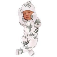 Nouveau-né infantile bébé garçon fille floral barboteuse combinaison vêtements de nuit chapeau tenues ensemble n5551