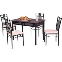 RELAX4LIFE Ensemble Table à Manger et 4 Chaises, Table Rectangulaire avec 4 Chaises Rembourrées pour Cuisine/Bar/Salon, Violet